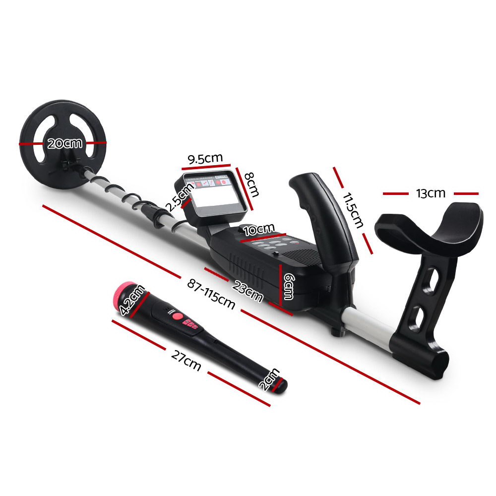 LCD Metal Detector 180MM Deep Sensitive Waterproof Pinpointer Black