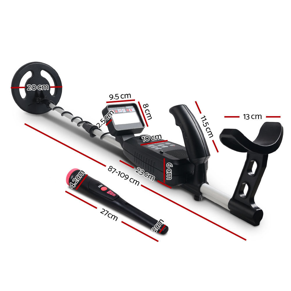 Metal Detector with Pinpointer and LCD Display, 180mm Sensitivity