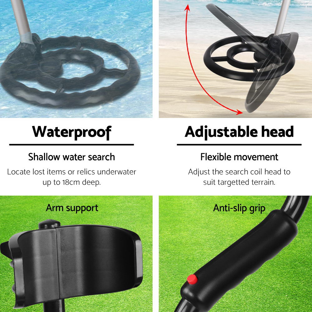Treasure Hunter Metal Detector 180mm Deep Sensitive Waterproof Black