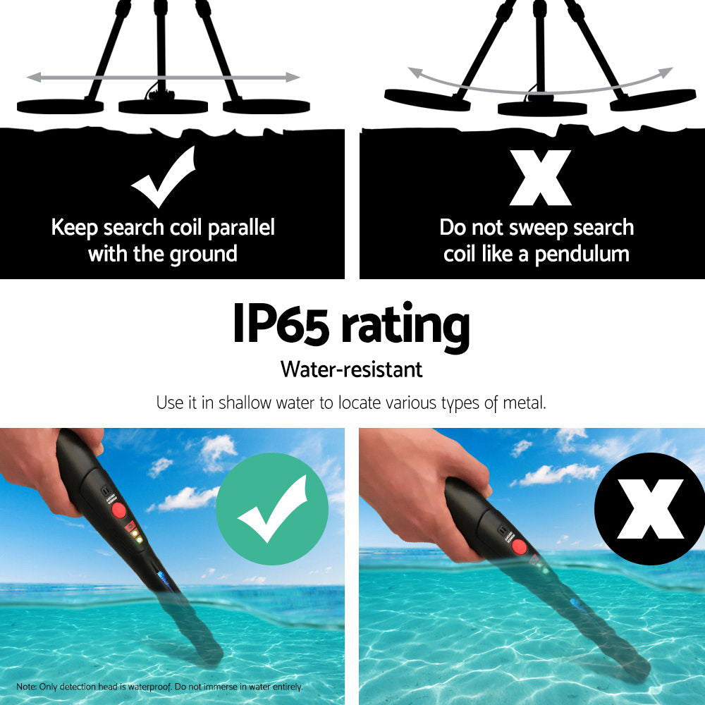 Treasure Hunter Metal Detector 180mm Deep Sensitive Waterproof Black