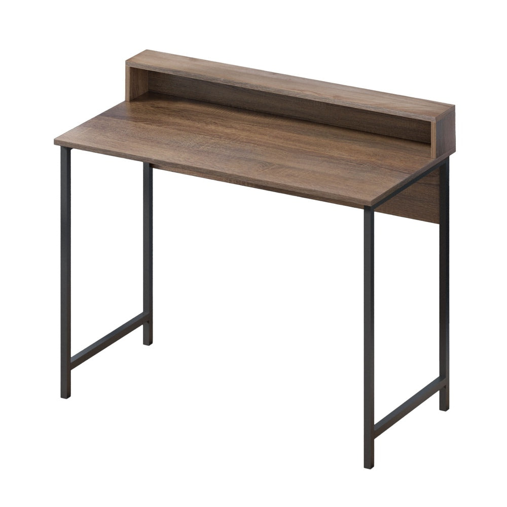 Kelvin 100cm Computer Desk Oak Shelf Black Frame