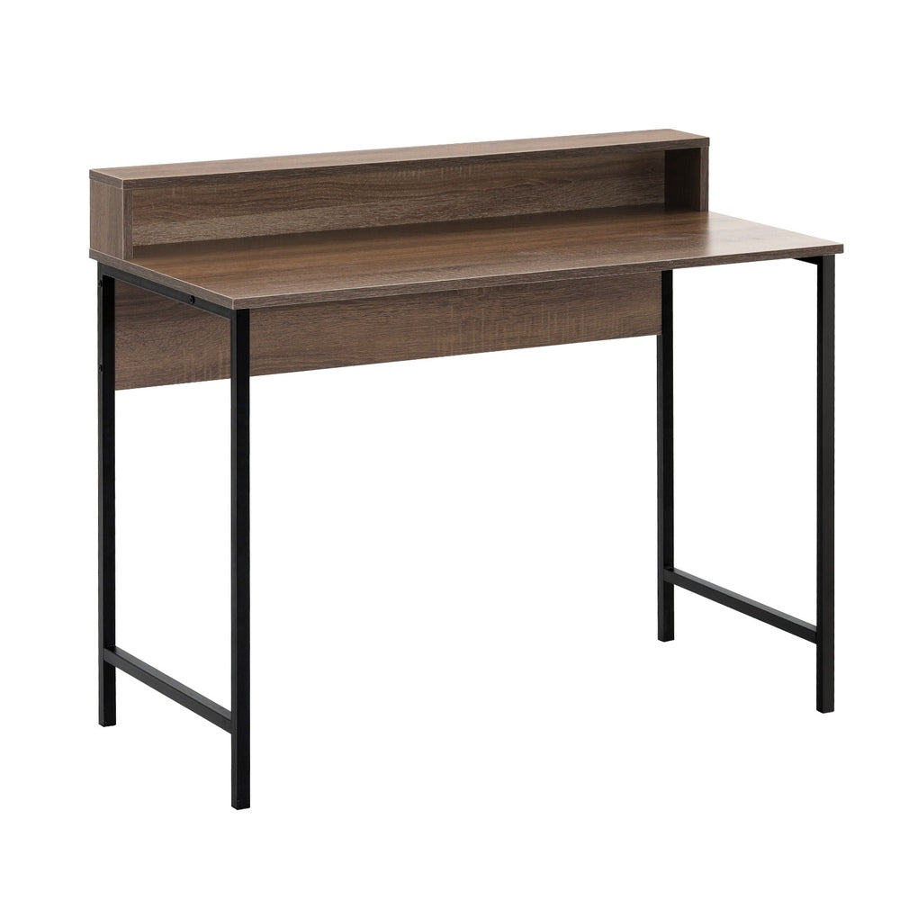 Kelvin 100cm Computer Desk Oak Shelf Black Frame