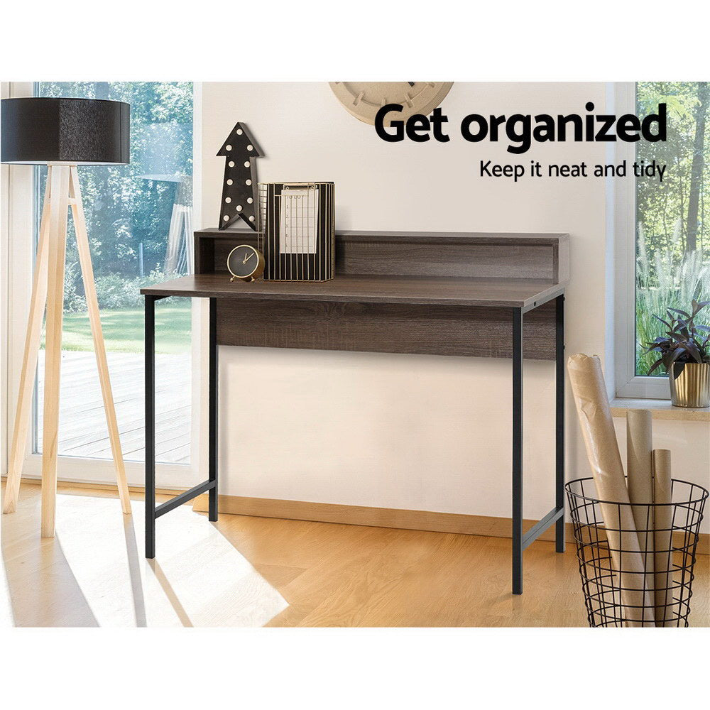 Kelvin 100cm Computer Desk Oak Shelf Black Frame
