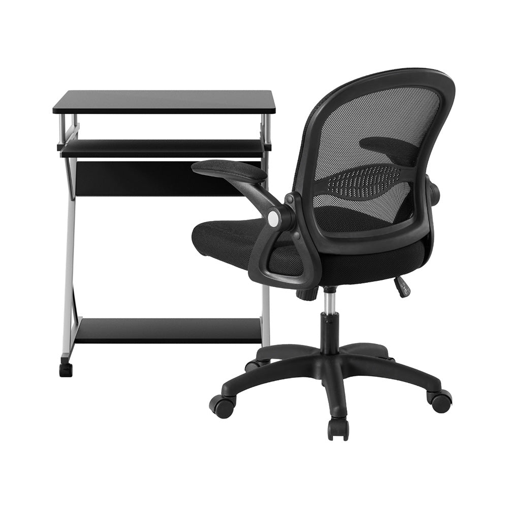 Optima Computer Desk and Mesh Office Chair Set Black