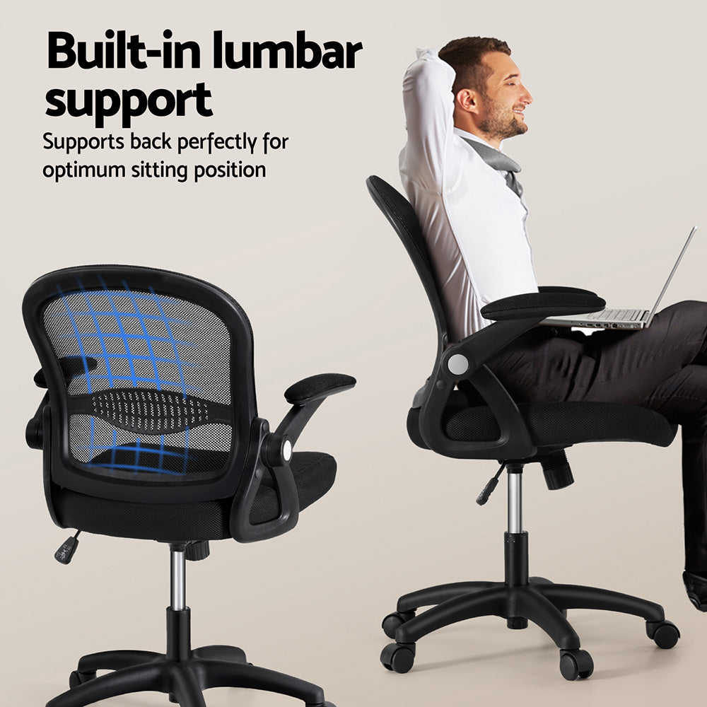 Optima Computer Desk and Mesh Office Chair Set Black