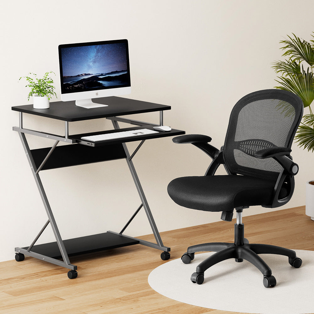 Optima Computer Desk and Mesh Office Chair Set Black