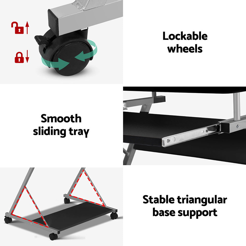 Artiss 60CM Computer Desk Keyboard Tray Shelf Black
