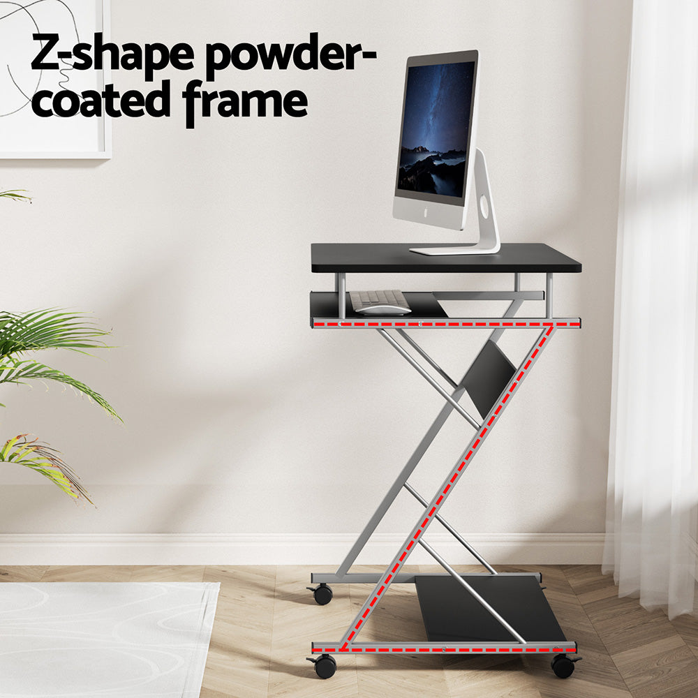 Optima Black Computer Desk and Office Chair Set with Keyboard Shelf