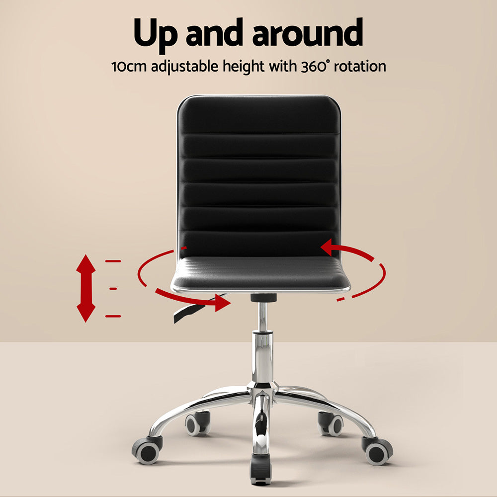Optima Black Computer Desk and Office Chair Set with Keyboard Shelf