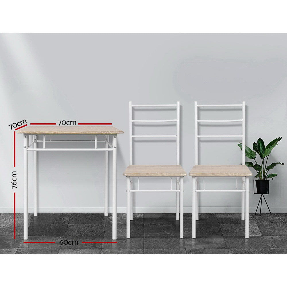 Machal 3-Piece Dining Set Oak Natural White