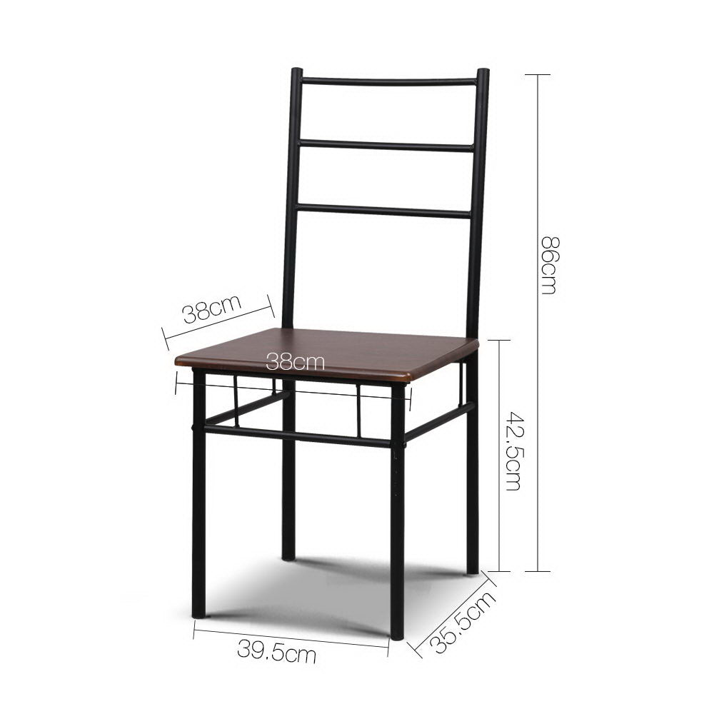 Machal 3-Piece Dining Table and Chairs Set Walnut Black