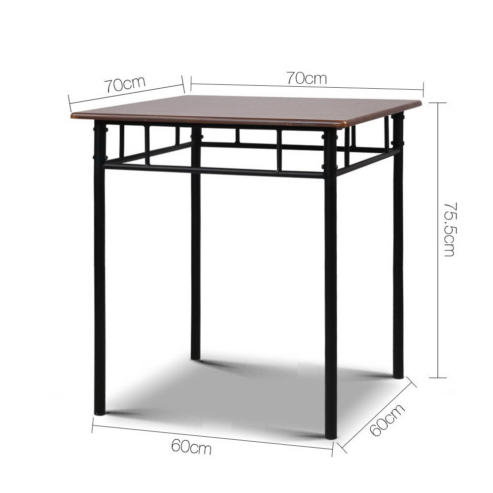 Machal 3-Piece Dining Table and Chairs Set Walnut Black
