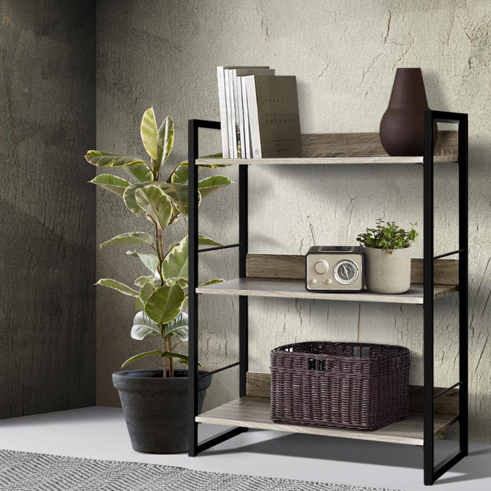 Noe 3 Tier Bookshelf Display Shelf Black and Oak