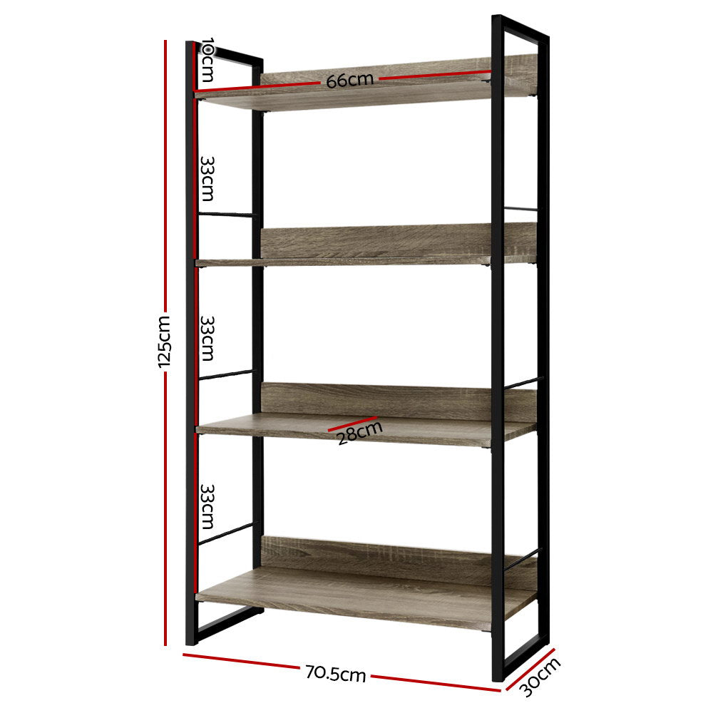 NOE 4-Tier Bookshelf Black Oak