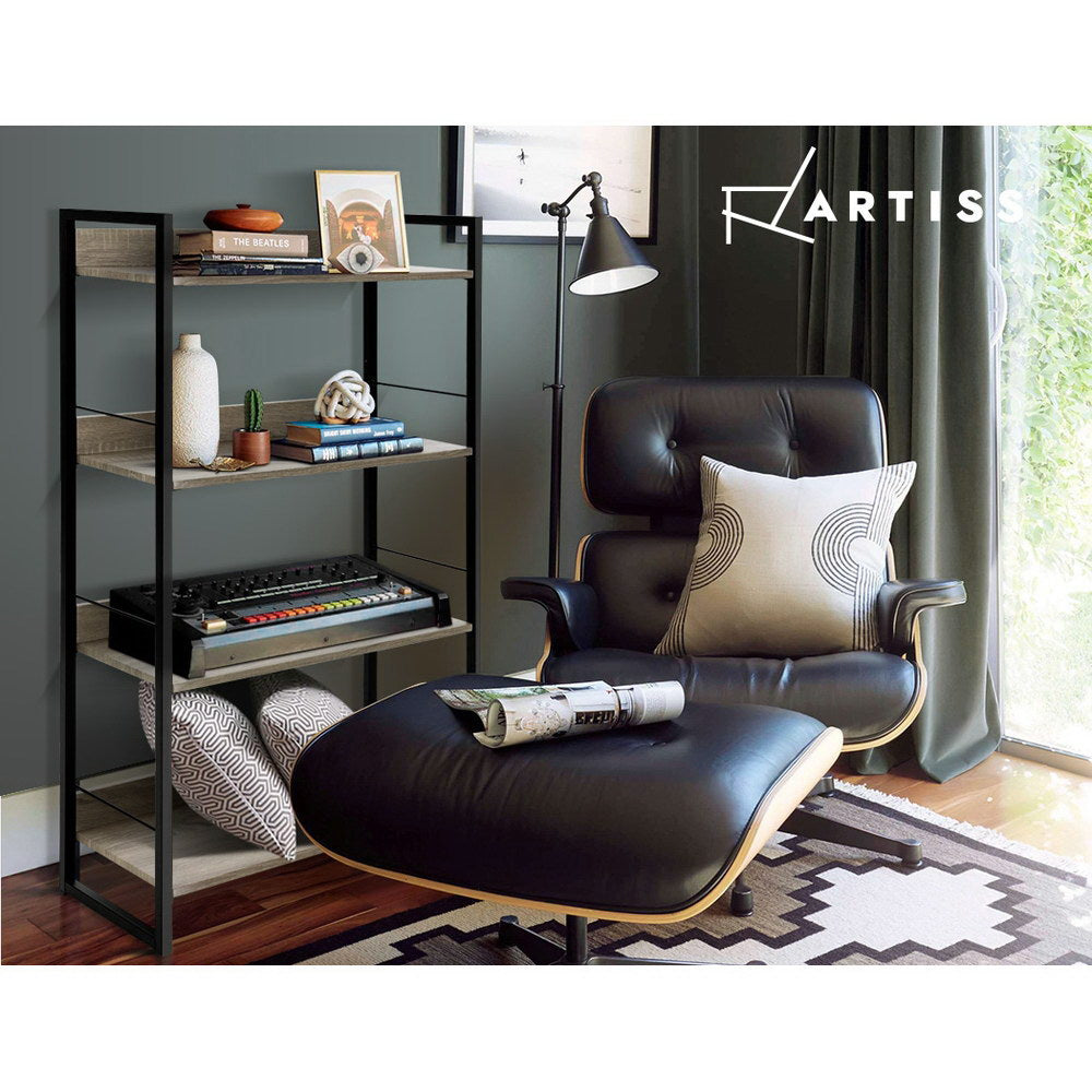 NOE 4-Tier Bookshelf Black Oak
