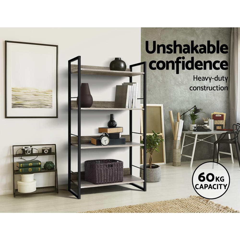 NOE 4-Tier Bookshelf Black Oak