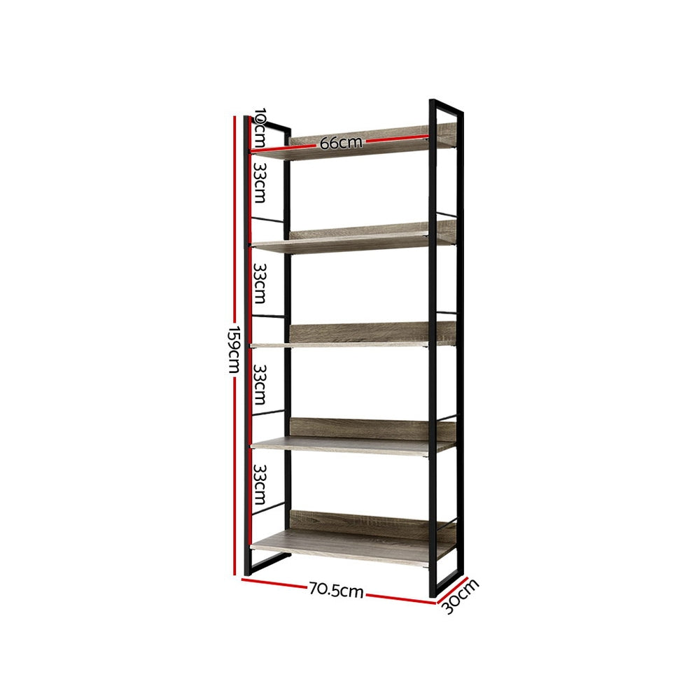 NOE 5-Tier Bookshelf Black Oak