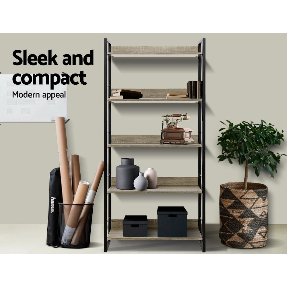 NOE 5-Tier Bookshelf Black Oak