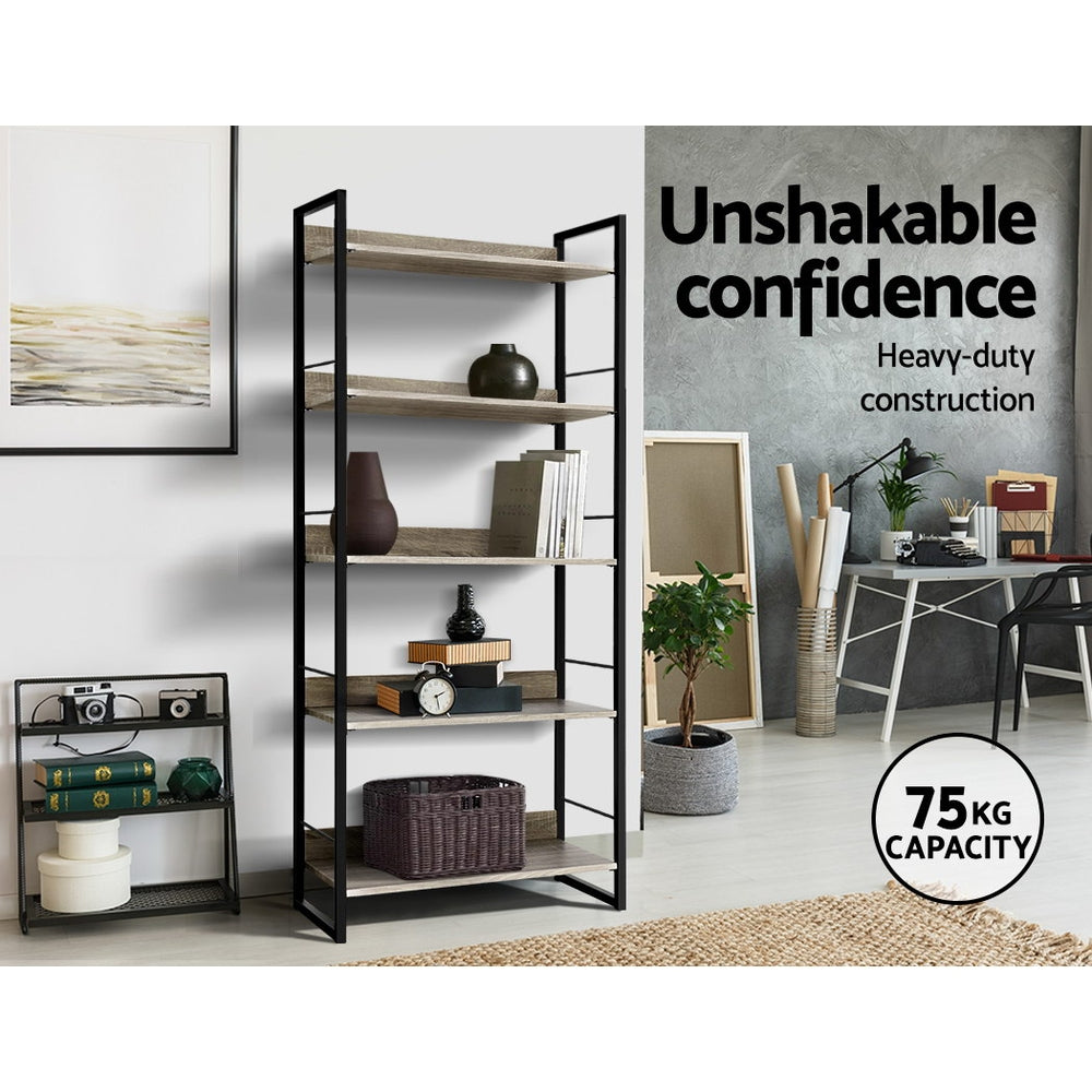 NOE 5-Tier Bookshelf Black Oak