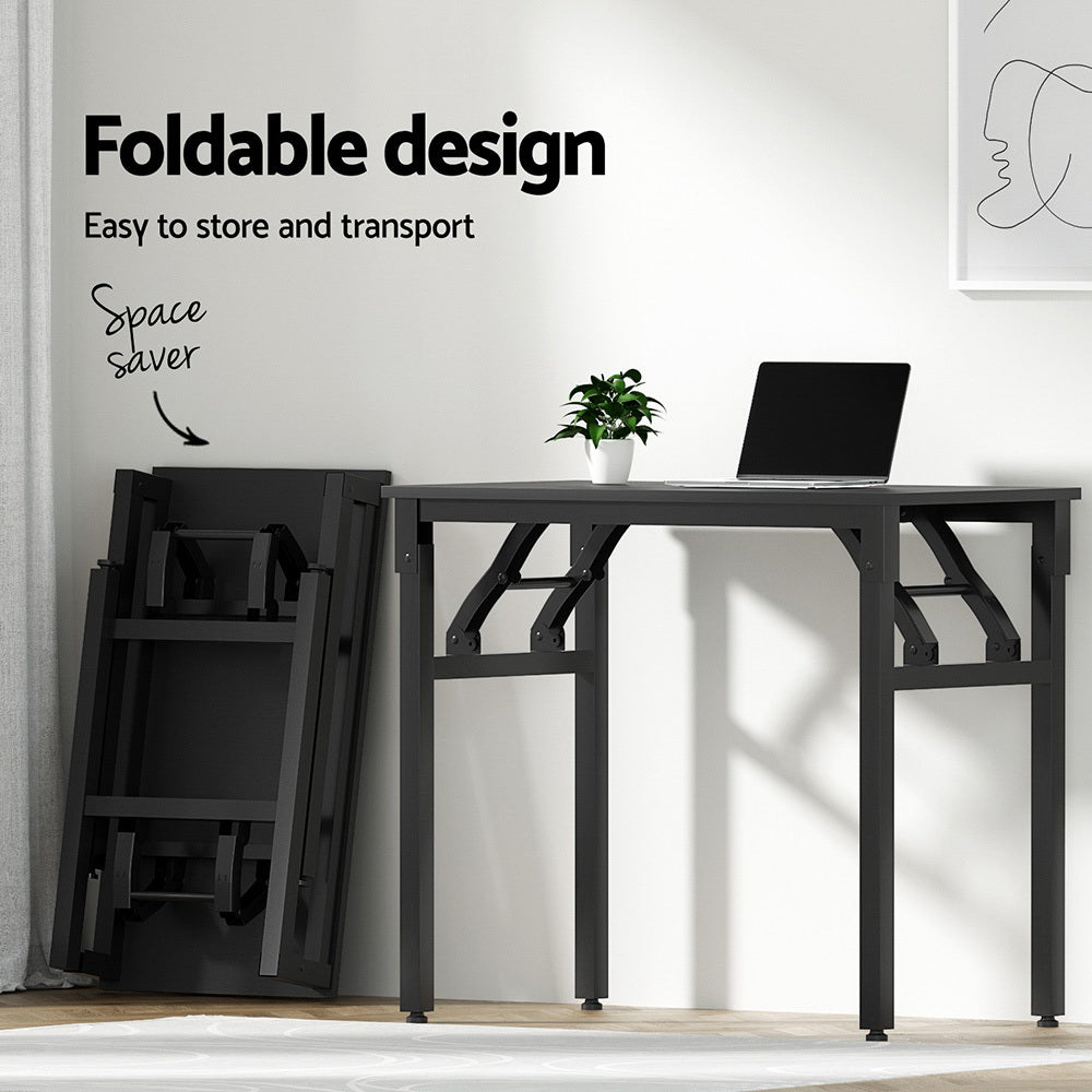 Artiss Foldable Computer Desk and Mesh Office Chair Set Black