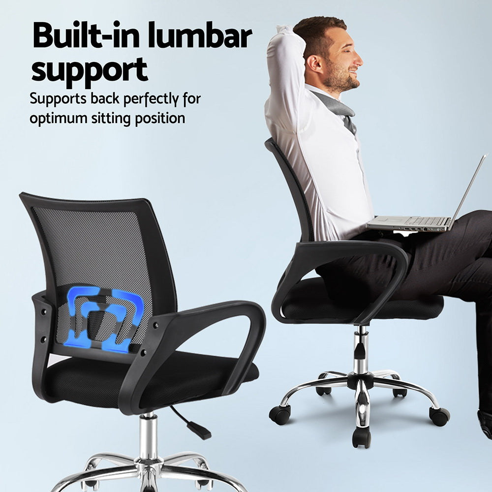 Artiss Foldable Computer Desk and Mesh Office Chair Set Black
