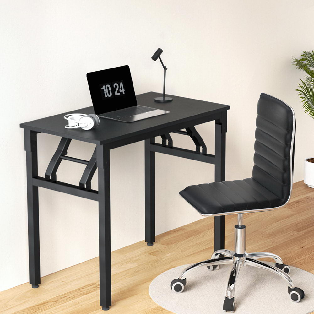Artiss Foldable Computer Desk and PU Leather Office Chair Set Black