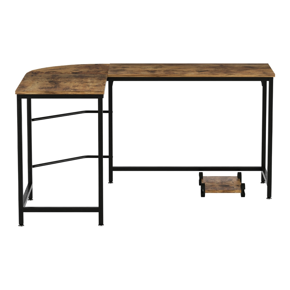 Artiss L-Shape Computer Desk 147CM Brown CPU Stand