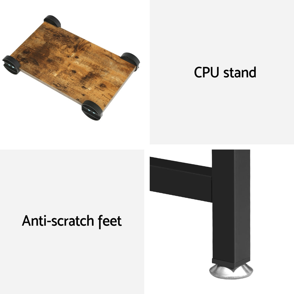 Artiss L-Shape Computer Desk 147CM Brown CPU Stand