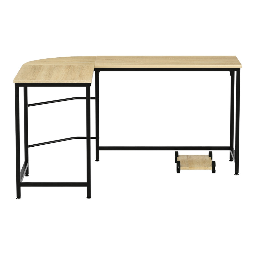 Artiss 147CM L-Shape Computer Desk Oak CPU Stand