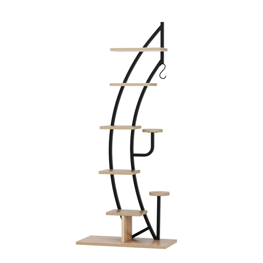 Artiss 6-Tier Ladder Plant Stand Half-Moon Black