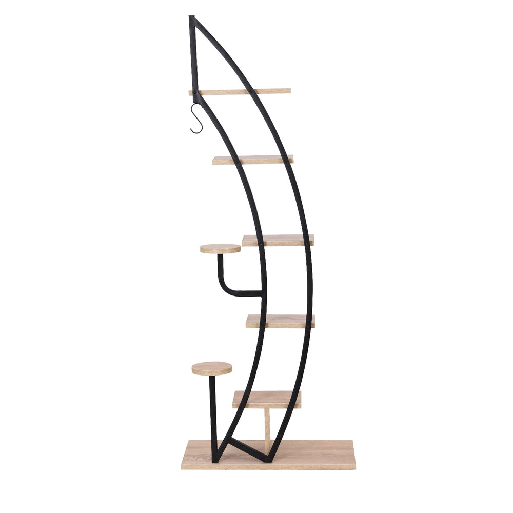 Artiss 6-Tier Ladder Plant Stand Half-Moon Black