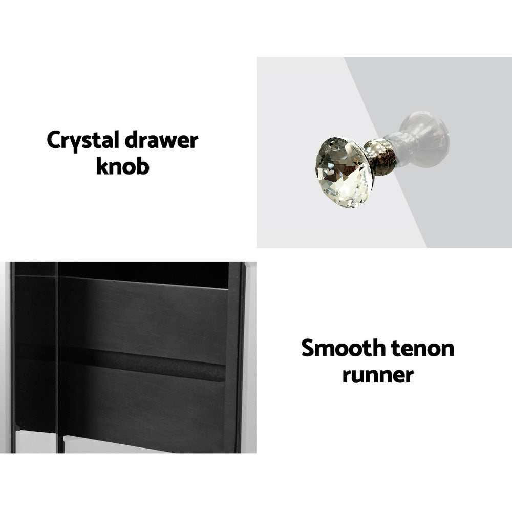 Quenn 3-Drawer Mirrored Bedside Table Silver