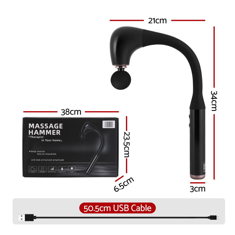 Everfit Percussion Massager U-Shaped Handle 4 Heads Black