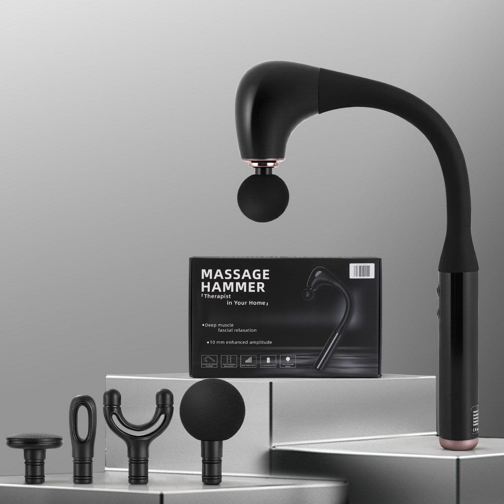 Everfit Percussion Massager U-Shaped Handle 4 Heads Black