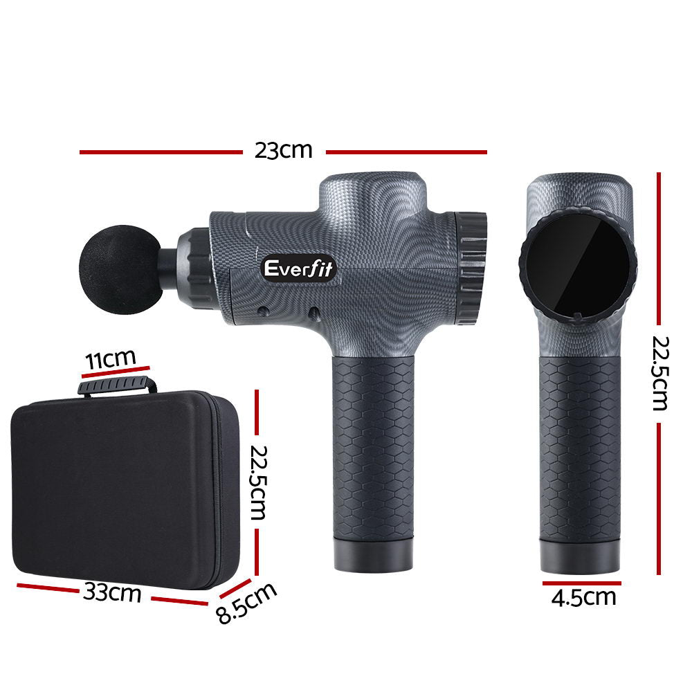 Everfit 30-Speed Massage Gun 6 Heads Chargeable Grey