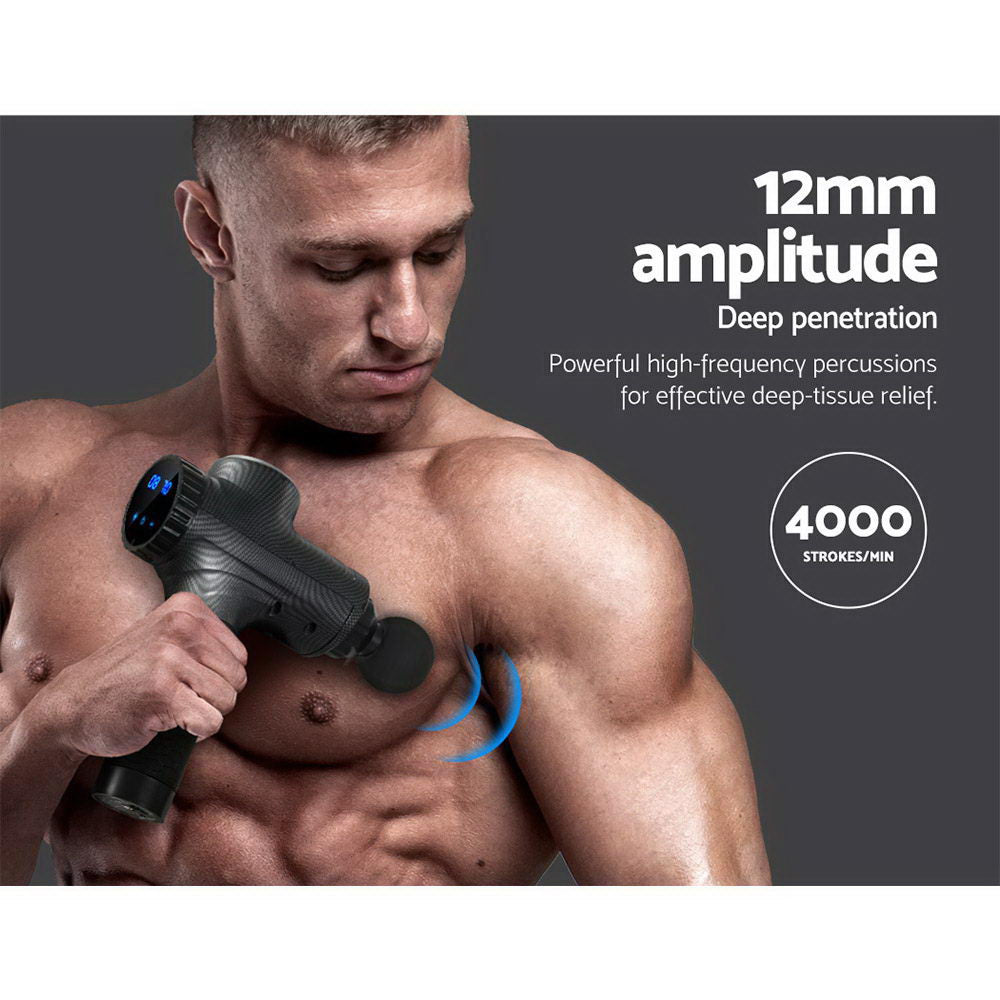 Everfit 30-Speed Massage Gun 6 Heads Chargeable Grey