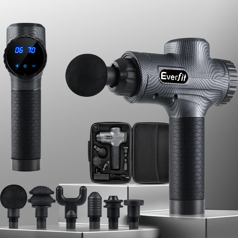 Everfit 30-Speed Massage Gun 6 Heads Chargeable Grey