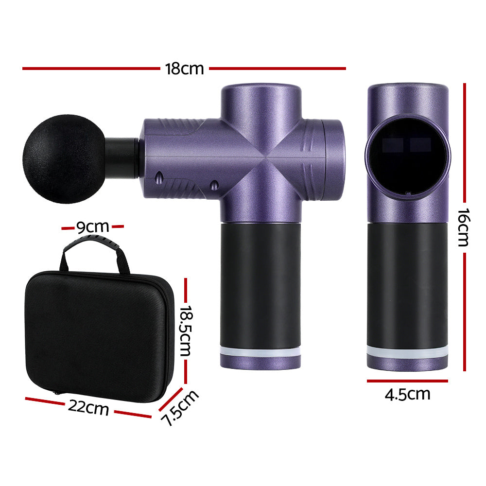 Everfit 30-Speed Massage Gun Rechargeable 4 Heads Purple