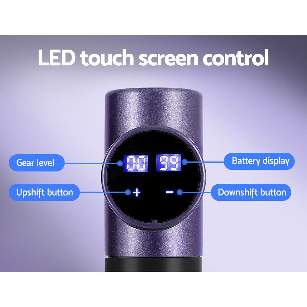 Everfit 30-Speed Massage Gun Rechargeable 4 Heads Purple