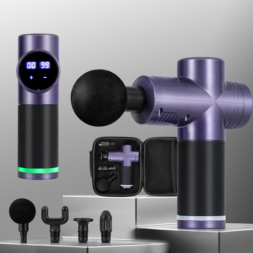 Everfit 30-Speed Massage Gun Rechargeable 4 Heads Purple