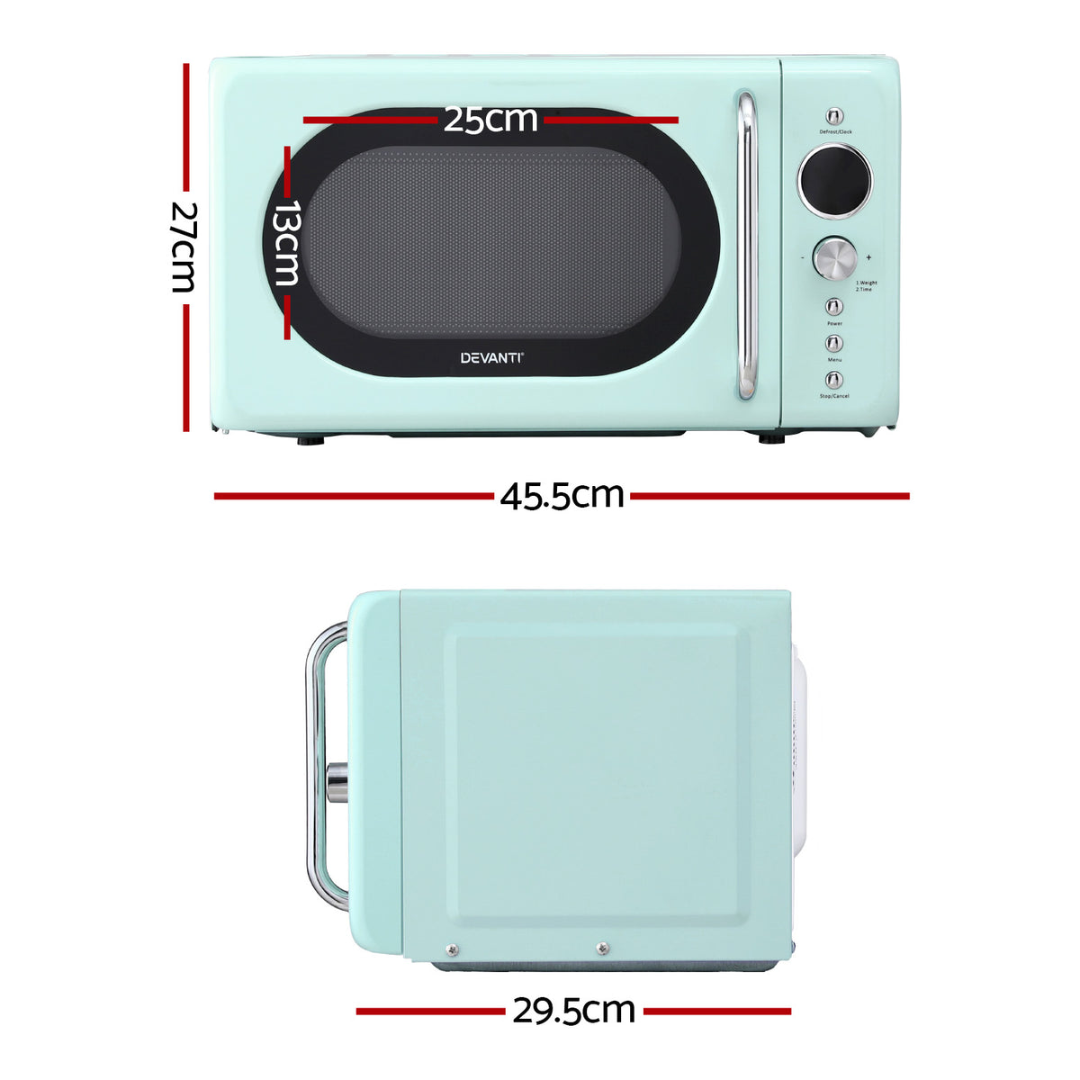 Devanti 20L Microwave Oven 700W Green with Glass Turntable