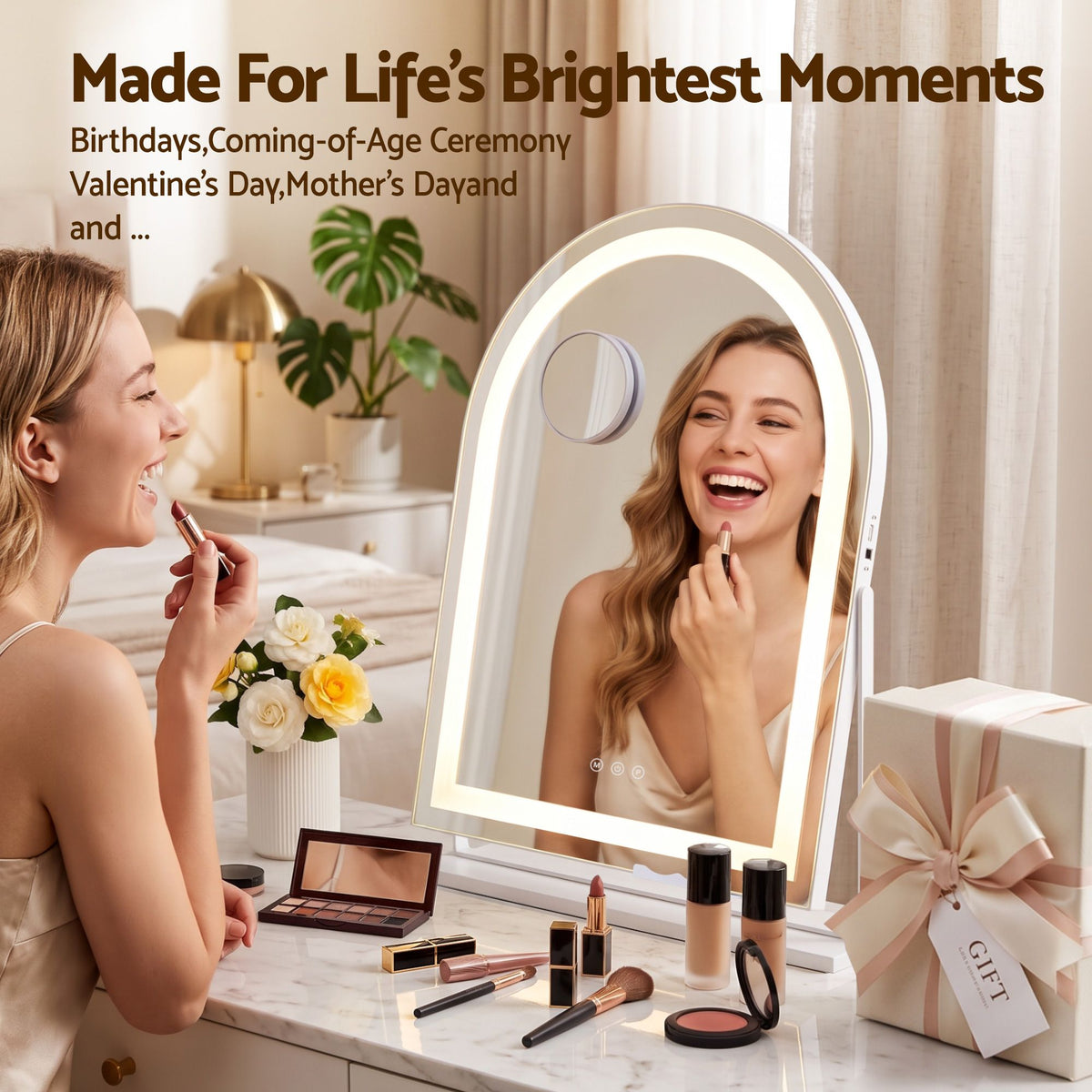 Embellir Makeup Mirror with Lights Hollywood Vanity Mirror 3 Colour LED White 40x50cm