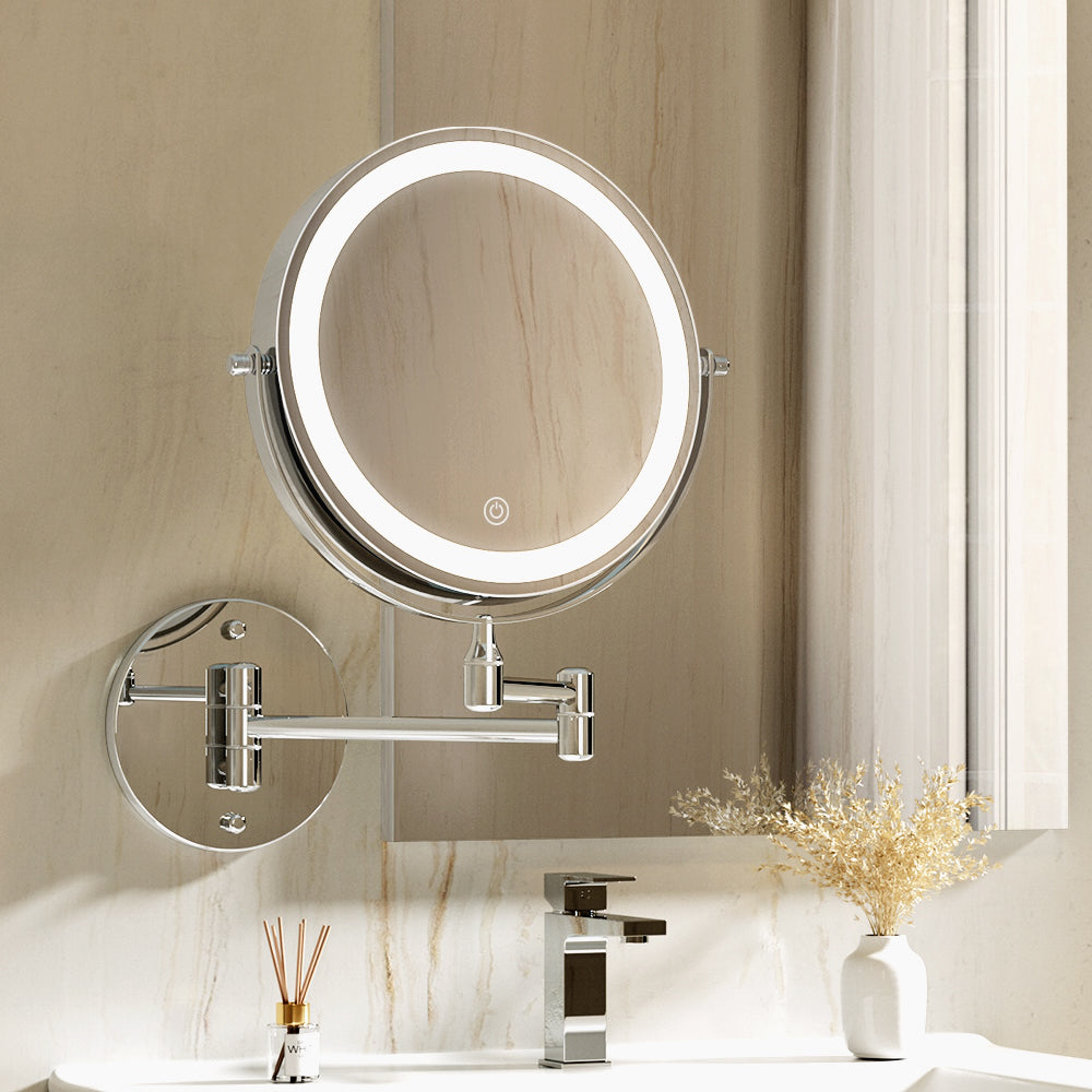 Embellir 33CM Extendable Makeup Mirror 10X Magnifying Double-Sided Silver