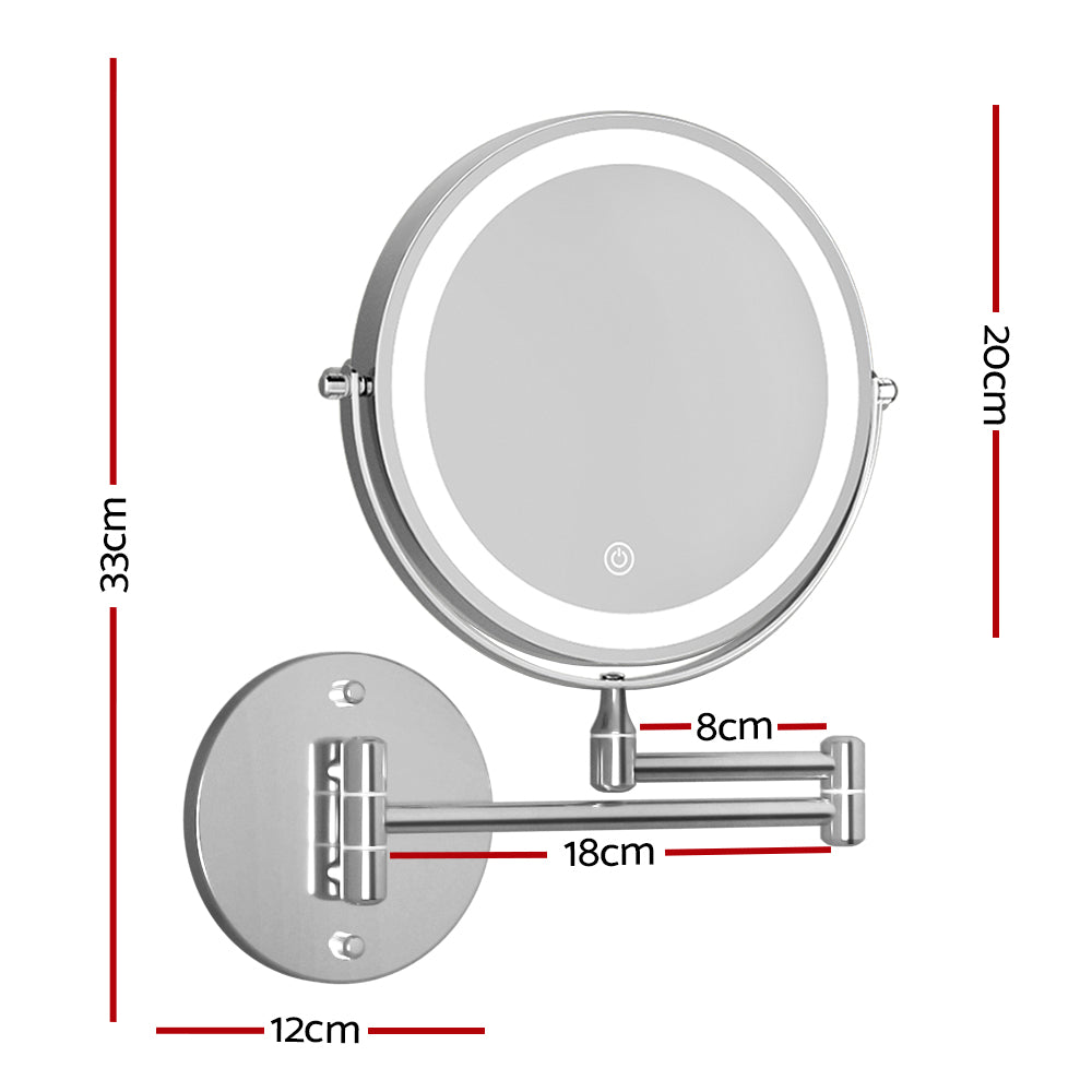 Embellir 33CM Extendable Makeup Mirror 10X Magnifying Double-Sided Silver