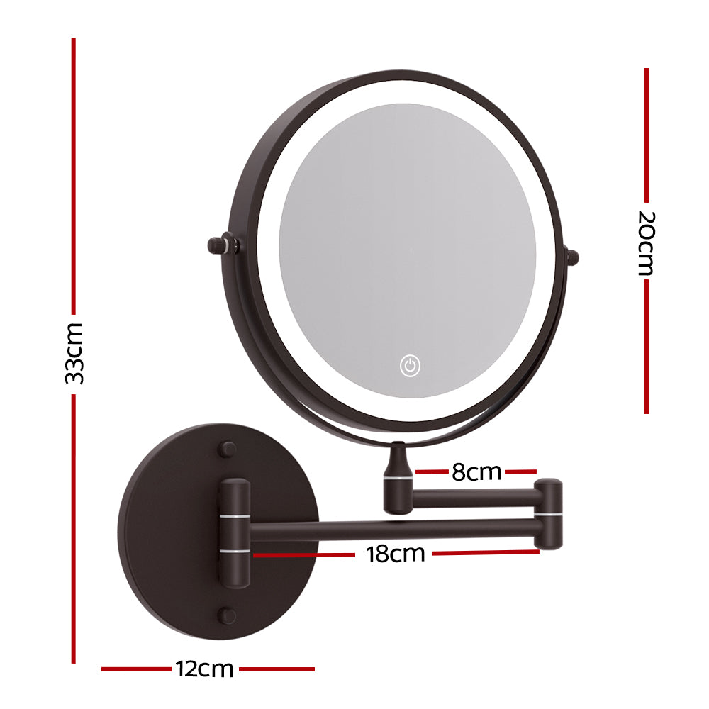 Embellir Extendable Makeup Mirror 10X Magnifying Double-Sided LED Brown