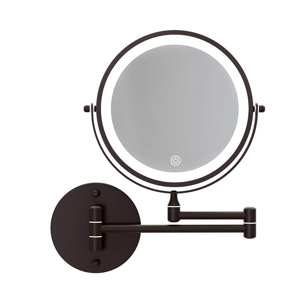 Embellir Extendable Makeup Mirror 10X Magnifying Double-Sided LED Brown