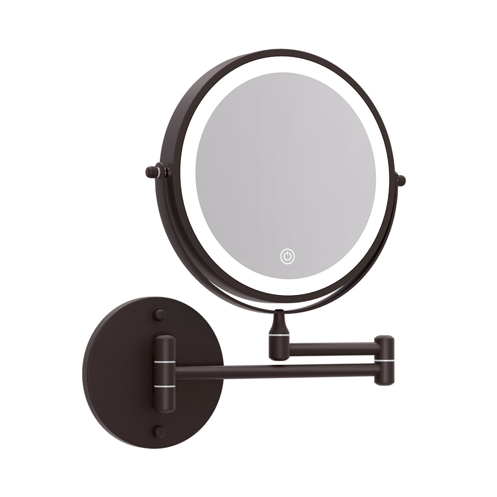 Embellir Extendable Makeup Mirror 10X Magnifying Double-Sided LED Brown