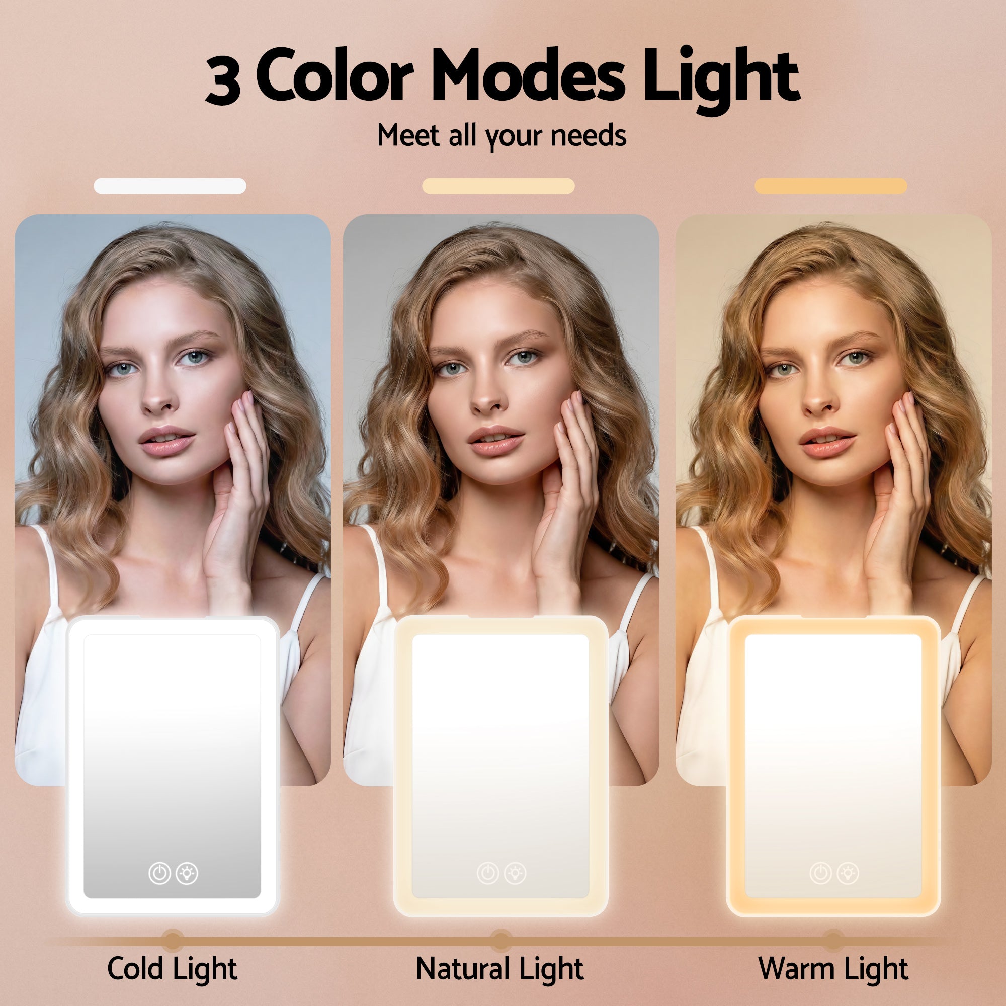 Embellir Portable Travel Makeup Mirror Rechargeable Makeup Mirror with Lights 10x Magnifier White