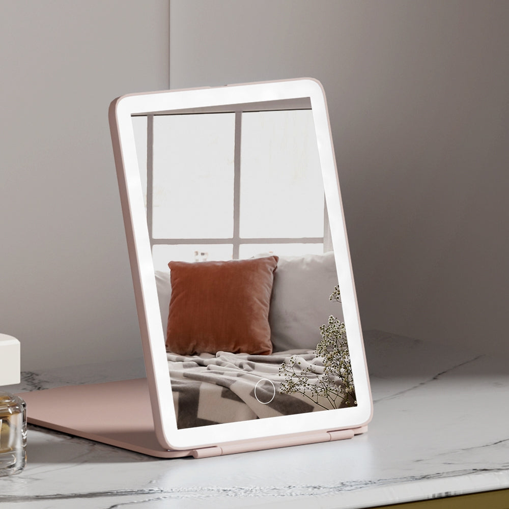 Embellir Compact Makeup Mirror w/ LED Light Portable Foldable Travel Beauty Pink