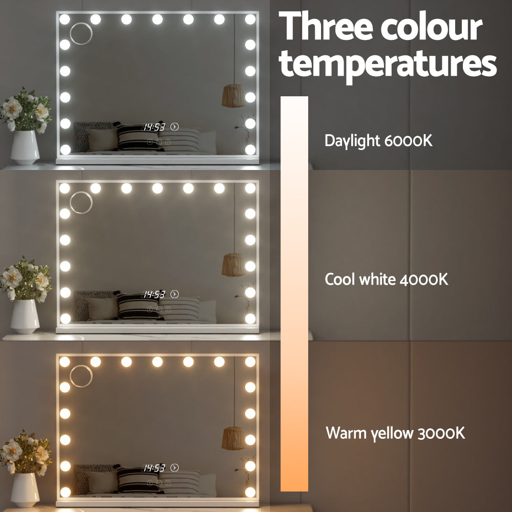 Embellir 80x60cm Hollywood Vanity Makeup Mirror LED Light Tabletop White
